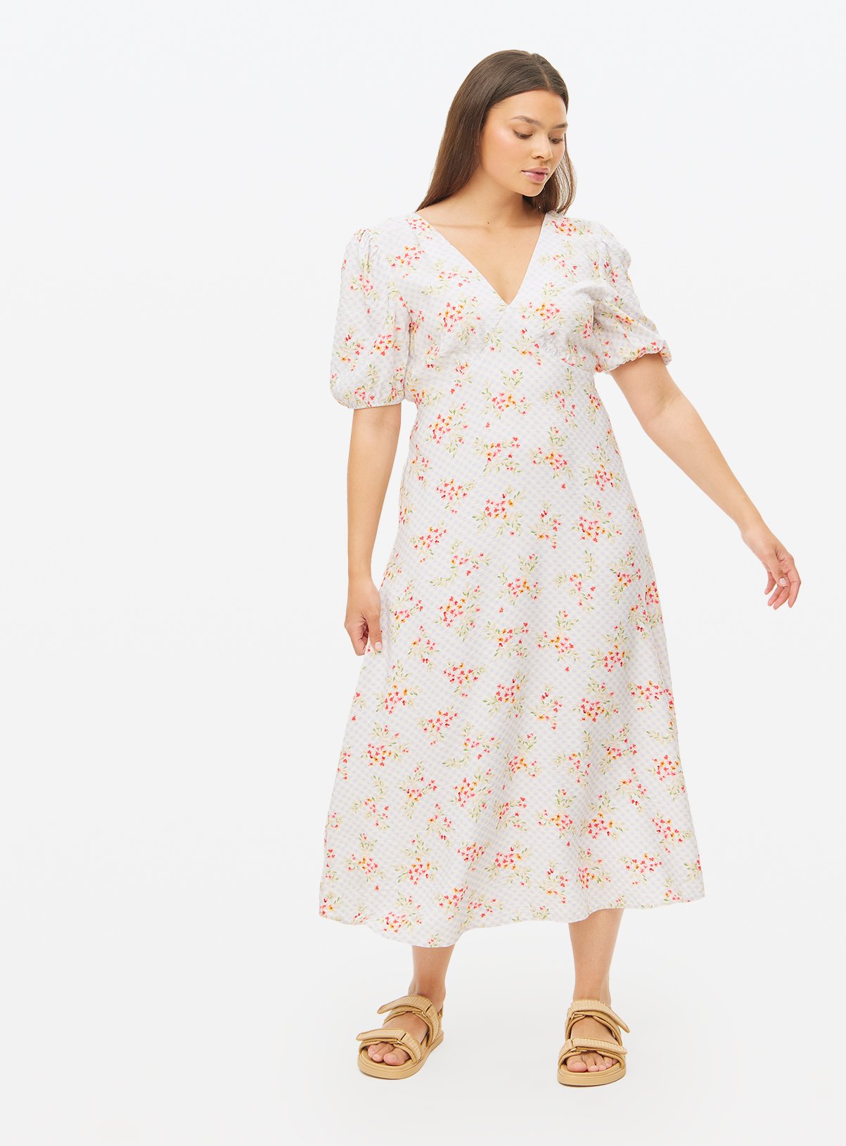 Floral Printed Gingham Tea Dress 14 - Image 2 thumbnail